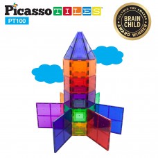 PicassoTiles 100 Piece Set Clear 3D Magnet Building Blocks Tiles   555782269